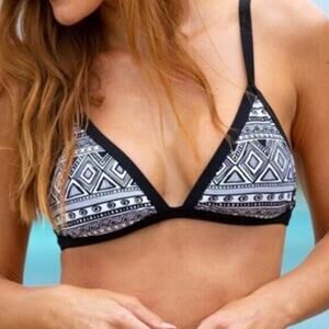 Hapari Sahara Triangle Bikini Top Womens S Small Black Aztec Adjustable Straps